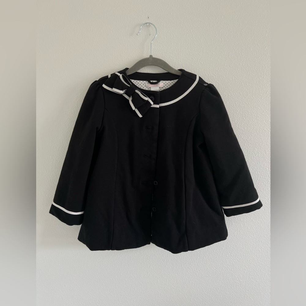 Janie and Jack Black and White Bow-Accent Coat